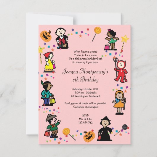 Uitnodiging van Costume-partij van Halloween Birth (Voorkant)
