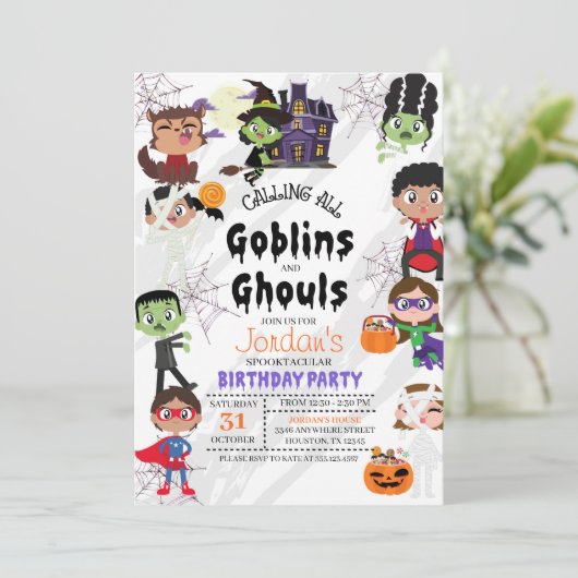 Uitnodiging van Costume-partij van Halloween Birth (Staand voorkant)