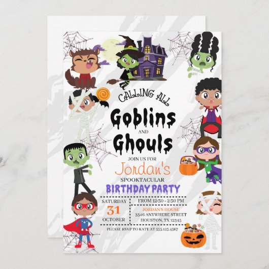 Uitnodiging van Costume-partij van Halloween Birth (Voorkant / Achterkant)