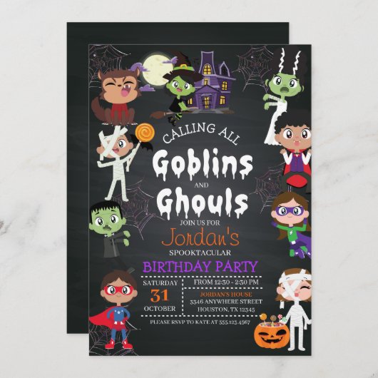 Uitnodiging van Costume-partij van Halloween Birth (Voorkant / Achterkant)