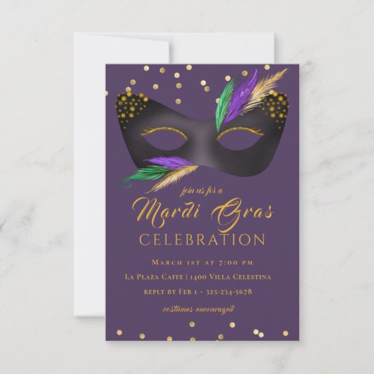 uitnodiging van Costume Party Mardi Gras (Voorkant)