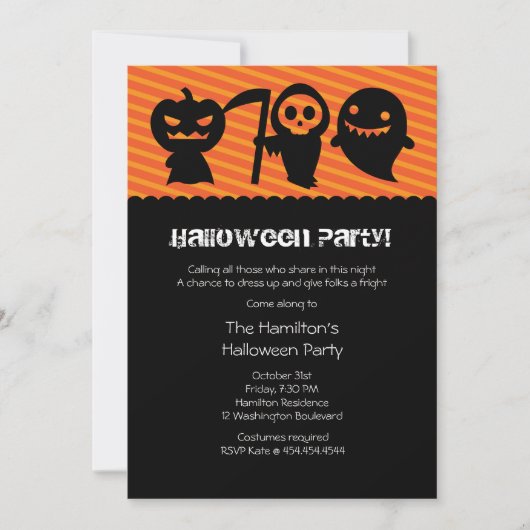 Uitnodiging van Costume Party van Halloween Kawaii (Voorkant)