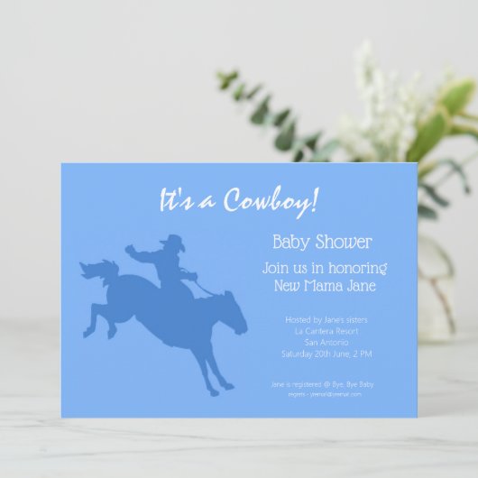 Uitnodiging van Cowboy Baby shower Party (Staand voorkant)