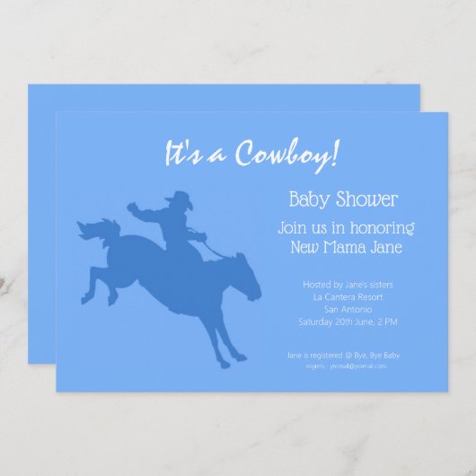Uitnodiging van Cowboy Baby shower Party (Voorkant / Achterkant)