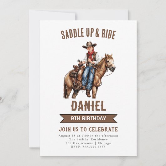 uitnodiging van Cowboy Birthday (Voorkant)