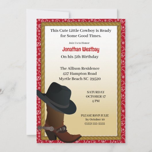 uitnodiging van Cowboy Birthday (Voorkant)
