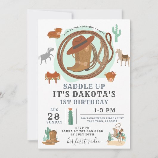 uitnodiging van Cowboy Birthday (Voorkant)