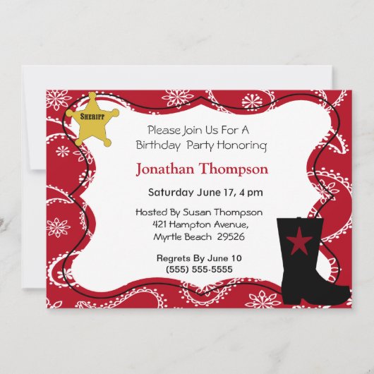 uitnodiging van Cowboy Birthday (Voorkant)