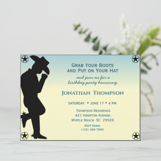 uitnodiging van Cowboy Birthday (Staand voorkant)