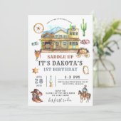 uitnodiging van Cowboy Birthday (Staand voorkant)