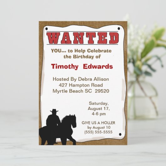 uitnodiging van Cowboy Birthday (Staand voorkant)