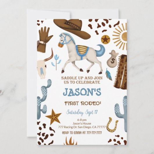 uitnodiging van Cowboy Birthday (Voorkant)