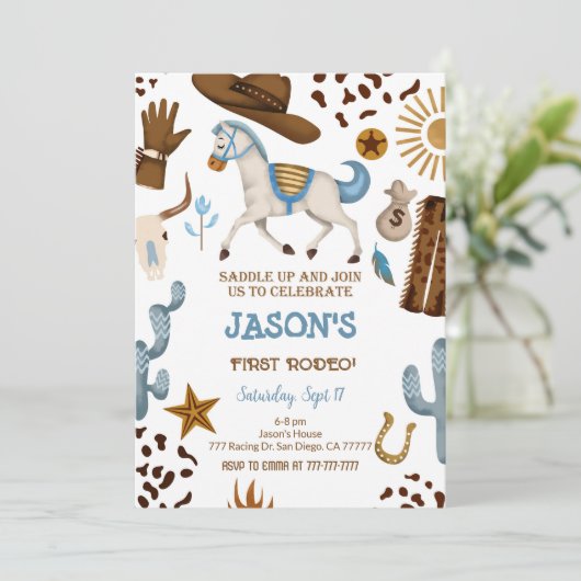 uitnodiging van Cowboy Birthday (Staand voorkant)