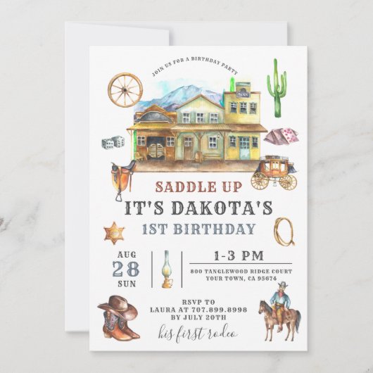 uitnodiging van Cowboy Birthday (Voorkant)