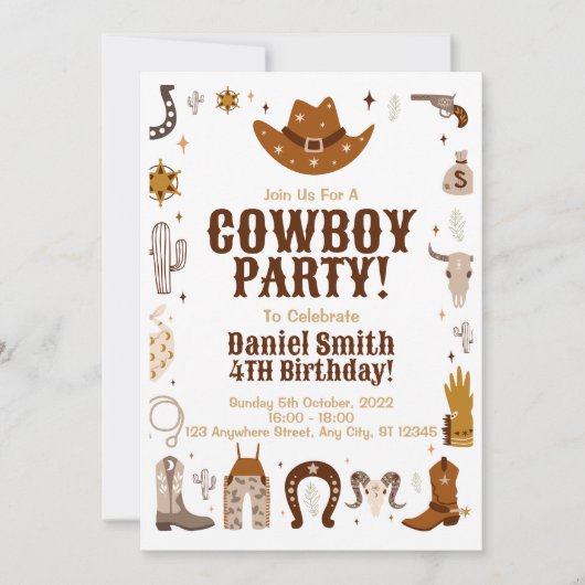 uitnodiging van Cowboy Birthday (Voorkant)
