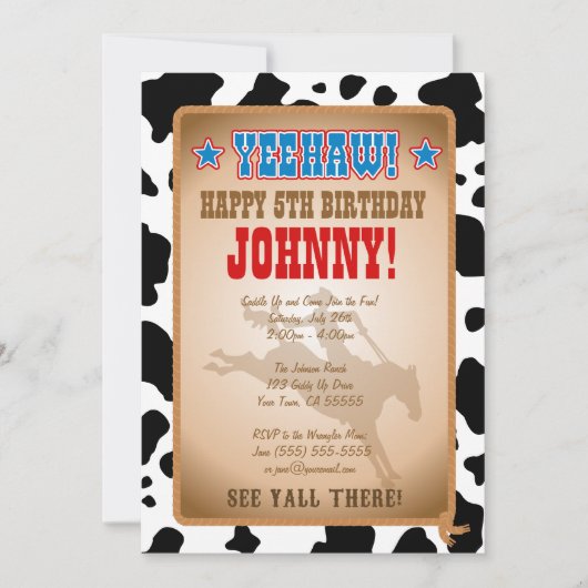 Uitnodiging van Cowboy Birthday Party (Voorkant)