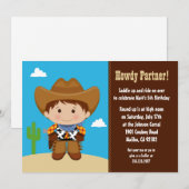 Uitnodiging van Cowboy Birthday Party (Voorkant / Achterkant)