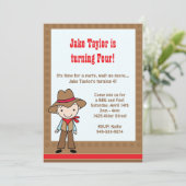 Uitnodiging van Cowboy Birthday Party (Staand voorkant)