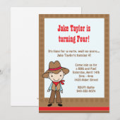 Uitnodiging van Cowboy Birthday Party (Voorkant / Achterkant)