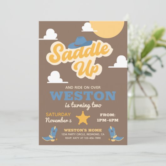 uitnodiging van Cowboy Birthday | Westerne uitnodi (Staand voorkant)
