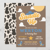 uitnodiging van Cowboy Birthday | Westerne uitnodi (Voorkant / Achterkant)