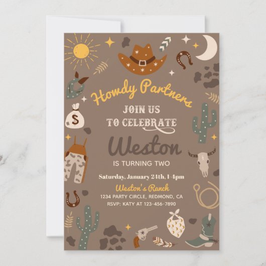uitnodiging van Cowboy Birthday | Westerne uitnodi (Voorkant)