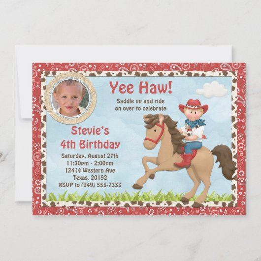 uitnodiging van Cowboy Horse Birthday (Voorkant)