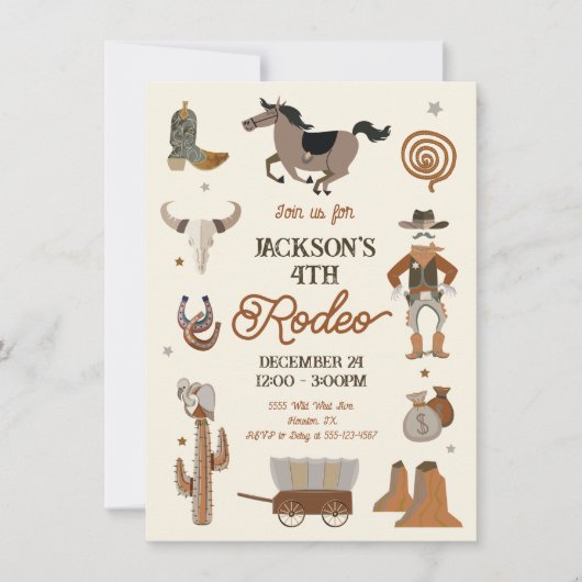 uitnodiging van Cowboy Rodeo Birthday (Voorkant)