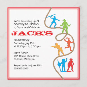 uitnodiging van cowboys en Indians Birthday Party