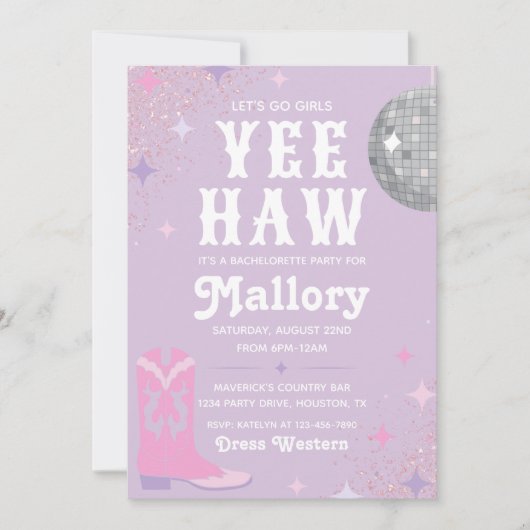 uitnodiging van Cowgirl Bachelorette | Nash Bash (Voorkant)
