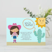 uitnodiging van Cowgirl Birthday Party (Staand voorkant)