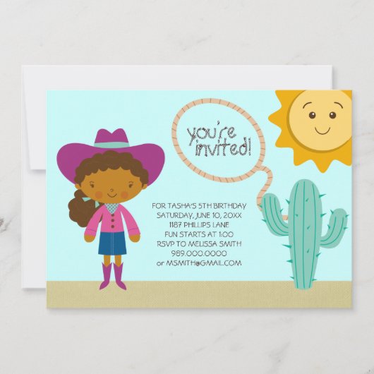 uitnodiging van Cowgirl Birthday Party (Voorkant)