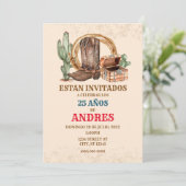 UITNODIGING VAN CUMPLEANOS VAQUERO-FIESTA VAQUERA (Staand voorkant)