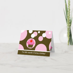 Uitnodiging van Cupcake van de kers de Bruine/Roze