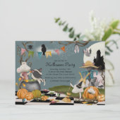 Uitnodiging van Cute Animal Halloween Party (Staand voorkant)