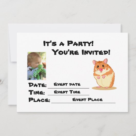 Uitnodiging van Cute Cudly Hamster Party personali (Voorkant)