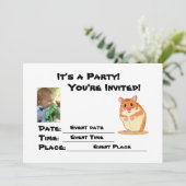 Uitnodiging van Cute Cudly Hamster Party personali (Staand voorkant)