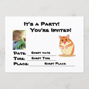 Uitnodiging van Cute Cudly Hamster Party personali