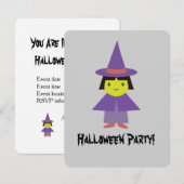 Uitnodiging van Cute Witch Halloween Party (Voorkant / Achterkant)