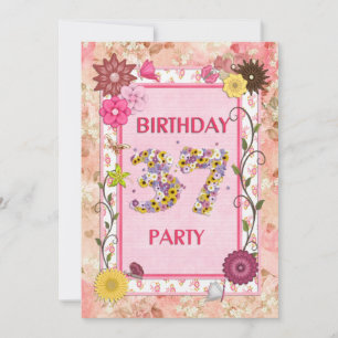 uitnodiging van de 37e verjaardag met floral lijst