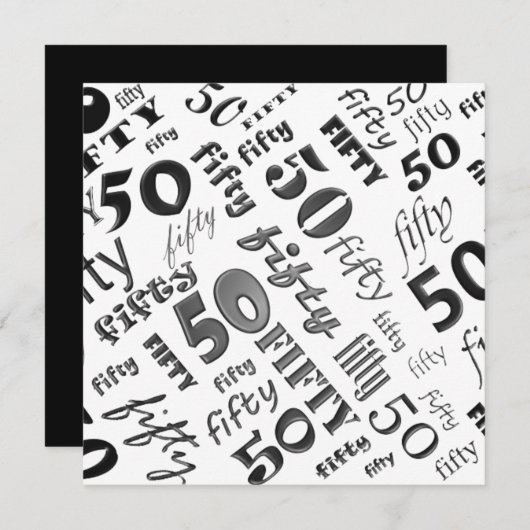 Uitnodiging van de 50e verjaardag van de Zwarte &  (Voorkant / Achterkant)