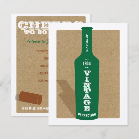  uitnodiging van de 80e verjaardag van de wijnpart (Voorkant / Achterkant)