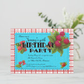 Uitnodiging van de Afraberry Birthday Party (Staand voorkant)