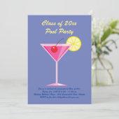 Uitnodiging van de afstuderen-poolpartij in Paars (Staand voorkant)