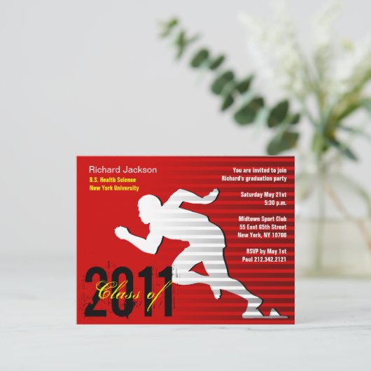Uitnodiging van de afstuderen-sportpartij (Staand voorkant)