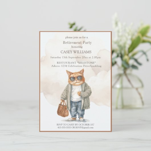 Uitnodiging van de aftredingspartij (Staand voorkant)