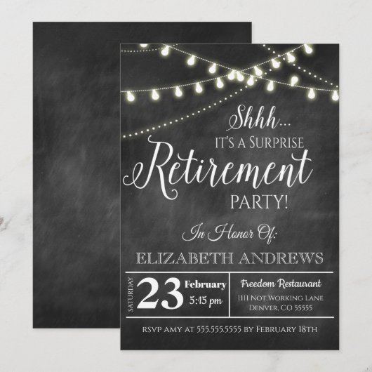 Uitnodiging van de aftredingspartij voor ondernemi (Voorkant / Achterkant)