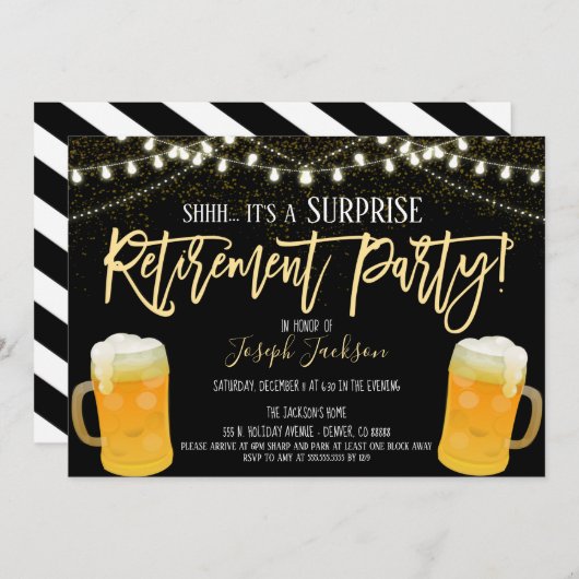 Uitnodiging van de aftredingspartij voor ondernemi (Voorkant / Achterkant)