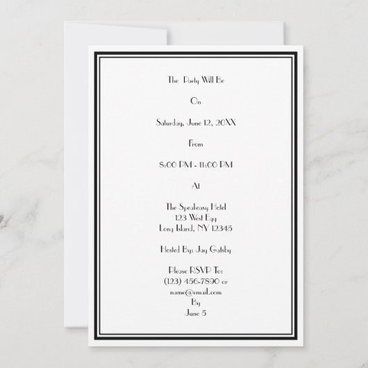 Uitnodiging van de  art. Deco 1920 (Achterkant)