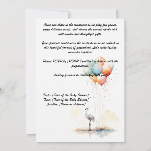 Uitnodiging van de baby shower (Achterkant)